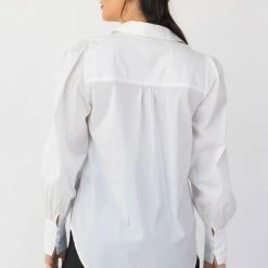 Among The Brave Fashion Champion White Cotton LS Puff Sleeve Shirt