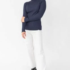 Among The Brave Fashion Phenomenal Navy Marle Rib Knit Tutleneck