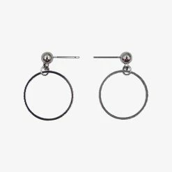 Flo Gives Back 15% To Women In Need Accessories Medium Drop Circle Earrings Rhodium