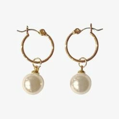 Flo Gives Back 15% To Women In Need Pearl Sleeper Earrings Gold Accessories