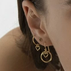Linda Tahija Heart Halo 14k Gold Plate Earrings