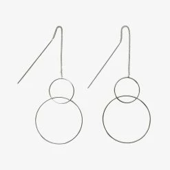 Flo Gives Back 15% To Women In Need Accessories Circle Thread Thru Rhodium Earrings