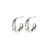 Pilgrim Bathilda Beaten Semi Hoop Silver Earrings Accessories