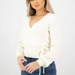 Among The Brave Fashion Honest Ivory Soft Ballerina Cross Over Knit