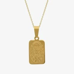 Lindi Kingi Gold Saints Large Rectangle Necklace