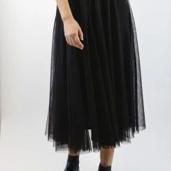Ivy + Jack Fashion Muse Black Tulle Layered Midi Skirt