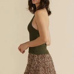 Mink Pink Fashion Maitland Black Halter Strappy Knit Top