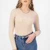 Ivy + Jack Radiant Cream LS Rib Knit Crew Neck Top