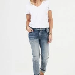 Cult Of Individuality Frankie Alter Ego Blue Boyfriend Light Destructed Denim Jeans Fashion