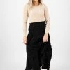 Ivy + Jack Charming Black Cotton Shirred Waist Tiered Maxi Skirt