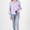 Among The Brave Fashion Hero Lilac Linen Pintuck LS Puff Sleeve Shirt