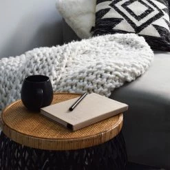 Robert Mark Diona Small Black Rattan Table Furniture