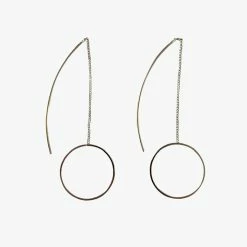 Flo Gives Back 15% To Women In Need Circle Bar Thread Thru Earrings Rhodium Accessories