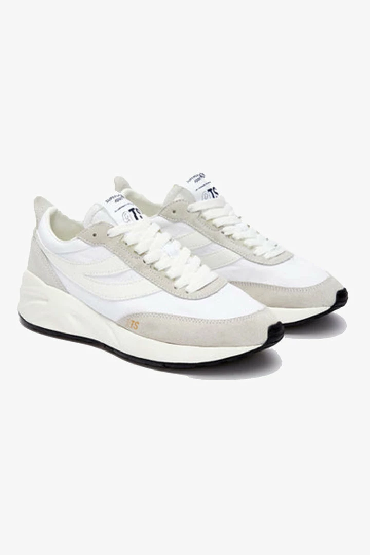 Superga 4089 White 9TS Recycled Nylon Suede Trim Trainers Suit Separates