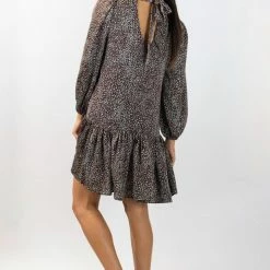 Ivy + Jack Fashion Emelia Brown Leopard Mid Sleeve Smock Dress