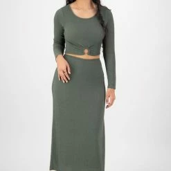 Among The Brave Starry Eyed Forest Stretch Ring LS Crop Top Fashion