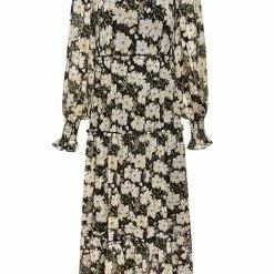 Ivy + Jack Jessie Ivory Gardenia LS Tiered Midi Dress