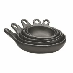 French Country La Chamba Round Dish One Handle 19cmLx15cmWx4cmH Black Table & Kitchen