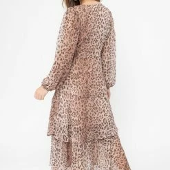 Seeking Lola Paradise Rust Leopard LS Wrap Dress Fashion
