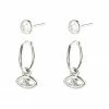 Pilgrim Poesy Two In One Crystal Studs And Third Eye Sleepers Silver Earring Set