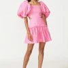 Aureta Ada Candy Balloon Sleeve Cut Out Waist Dress Fashion