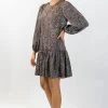 Ivy + Jack Fashion Emelia Brown Leopard Mid Sleeve Smock Dress