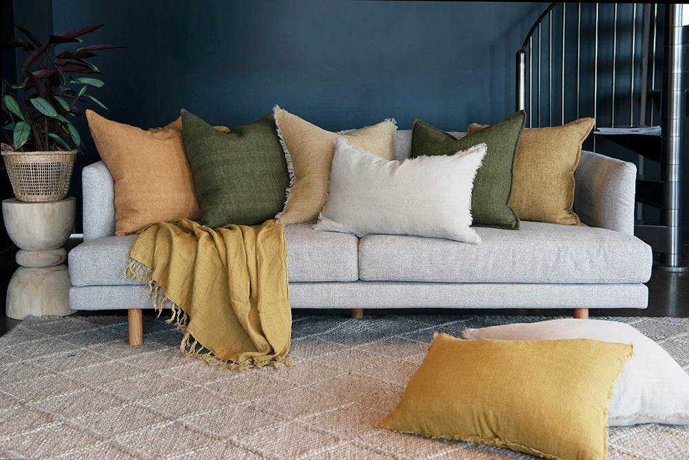 Mulberi Flaxmill Linen Winter Moss Cushion 50x50cm