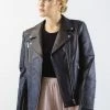 Federation Knew Patch Detail Black Leather Jacket Fashion