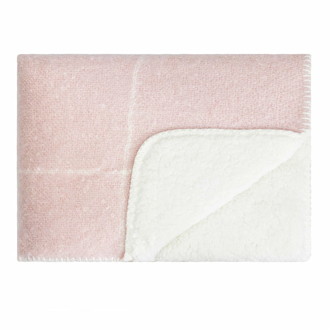 Kerridge Grid Rose Smoke Sherpa Fleece Throw 130x170cm