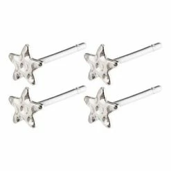 Pilgrim Regina Mini Star Stud Silver Earrings Two Pack Accessories