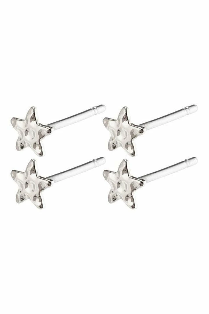 Pilgrim Regina Mini Star Stud Silver Earrings Two Pack Accessories