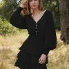Esmaee Skylar Black Lace LS Mini Dress Fashion