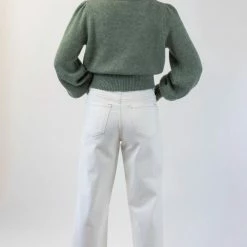 Among The Brave Spirited Soft Khaki Mohair Blend Balloon Sleeve Cropped Cardigan Fashion