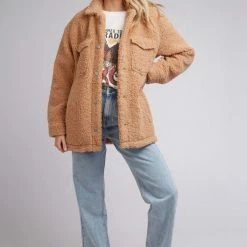 All About Eve Gemma Tan Teddy Shacket Fashion