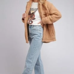 All About Eve Gemma Tan Teddy Shacket Fashion