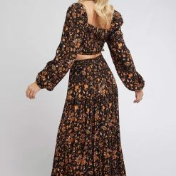 All About Eve Cleo Black Rust Floral Crop Top Fashion