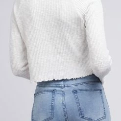 All About Eve Brinkley LS White Rib Crop Tee