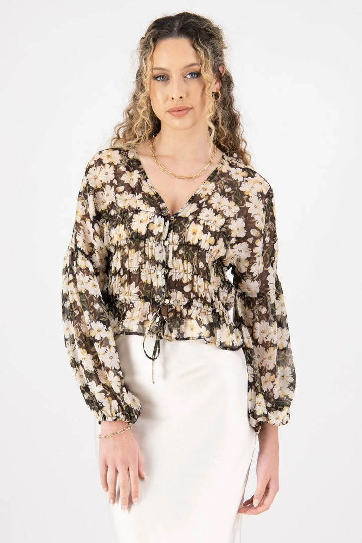 Ivy + Jack Jolie Ivory Gardenia LS Button Down Top Fashion