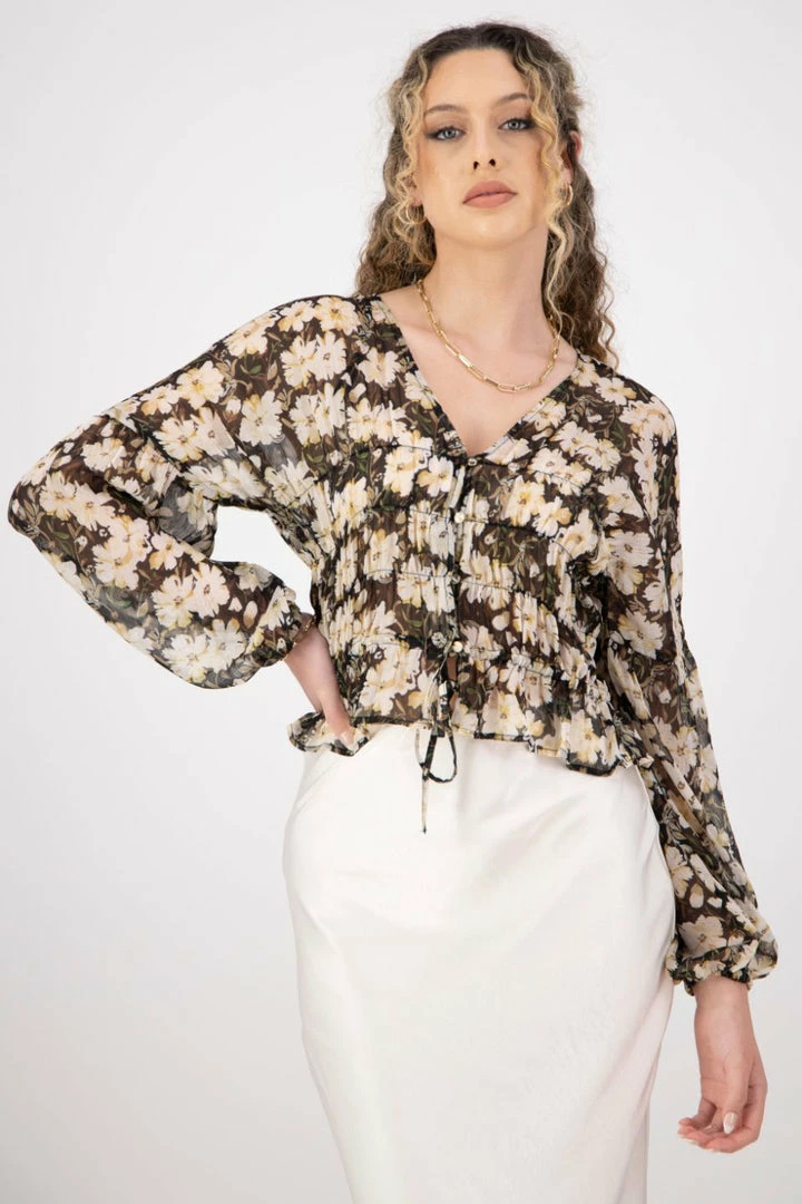 Ivy + Jack Jolie Ivory Gardenia LS Button Down Top Fashion