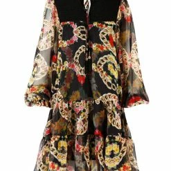 Coop Fashion Shir Majesty Chain Black Print LS Mini Dress