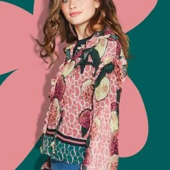 Coop Whatever Frill Be Pink Zinnia Garden Blouse Fashion