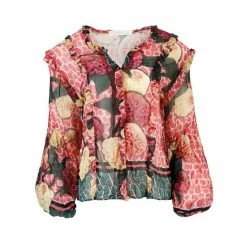 Coop Whatever Frill Be Pink Zinnia Garden Blouse Fashion