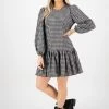 Ivy + Jack Emelia Black Check Mid Sleeve Smock Dress Fashion