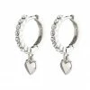Pilgrim Accessories Sophia Preciosa Crystals And Heart Pendant Silver Sleeper Earrings