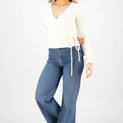 Among The Brave Fashion Honest Ivory Soft Ballerina Cross Over Knit