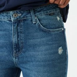 Mavi Viola Mid Used Recycled Organic Blue High Straight Denim Jean