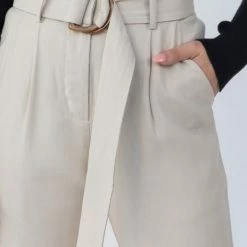 Among The Brave Fashion Pierre Sand Dune Soft Viscose Tapered Leg Belted Pant