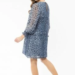 Seeking Lola Wanderer Blue Animal LS Shift Dress Fashion