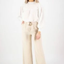 Ivy + Jack Fearless Sand Dune Pleat Front High Waist Belted Wide Leg Pant Fashion
