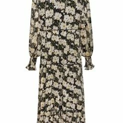 Ivy + Jack Jessie Ivory Gardenia LS Tiered Midi Dress